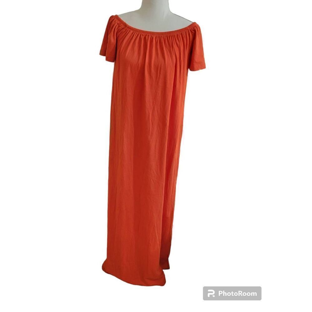Asos Burnt Orange Cotton Maxi Off the Shoulder Dress Sz S / Sz 2
